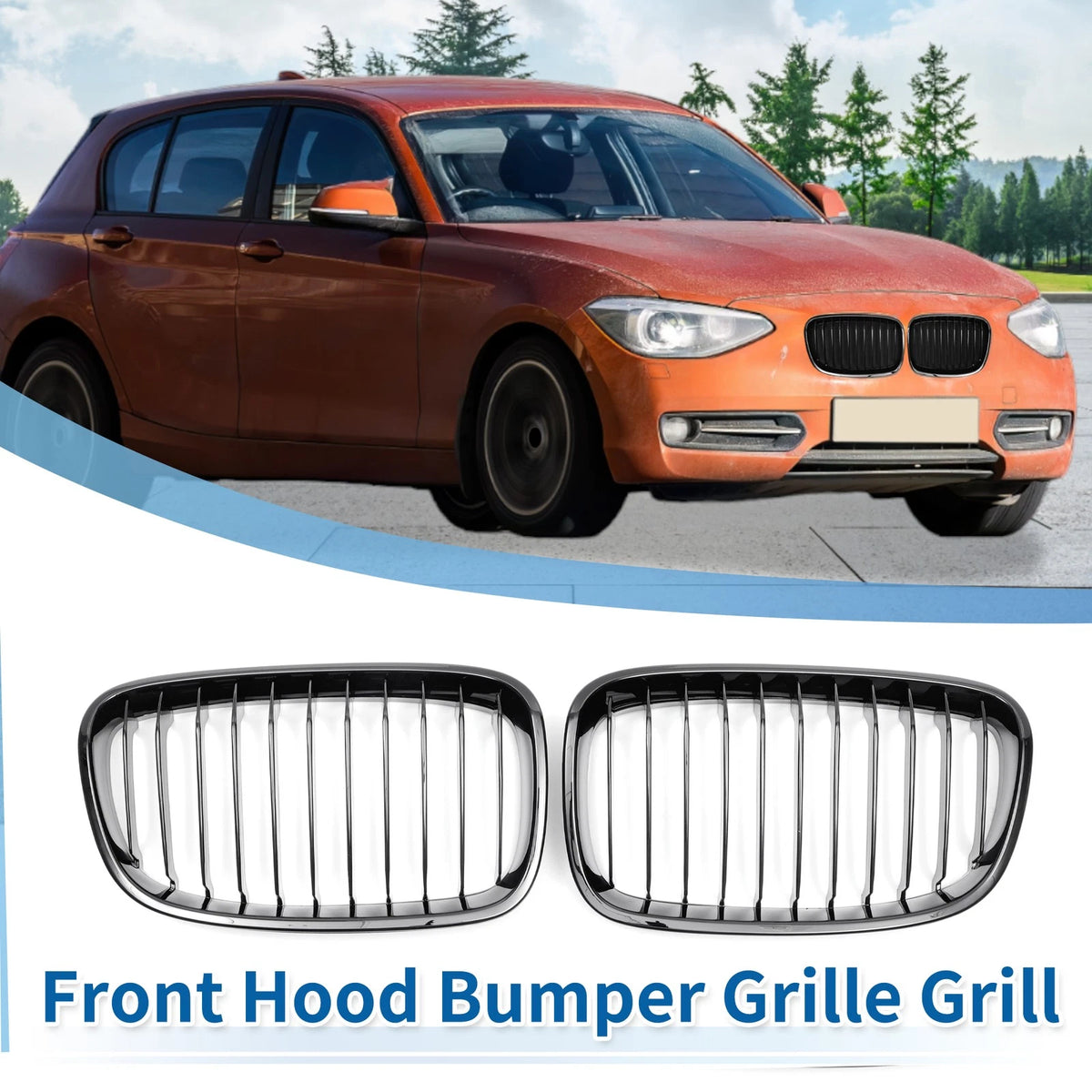 Pair Front Upper Bumper Grille Signal Slat for BMW 1 Series F20 (2011-2014)