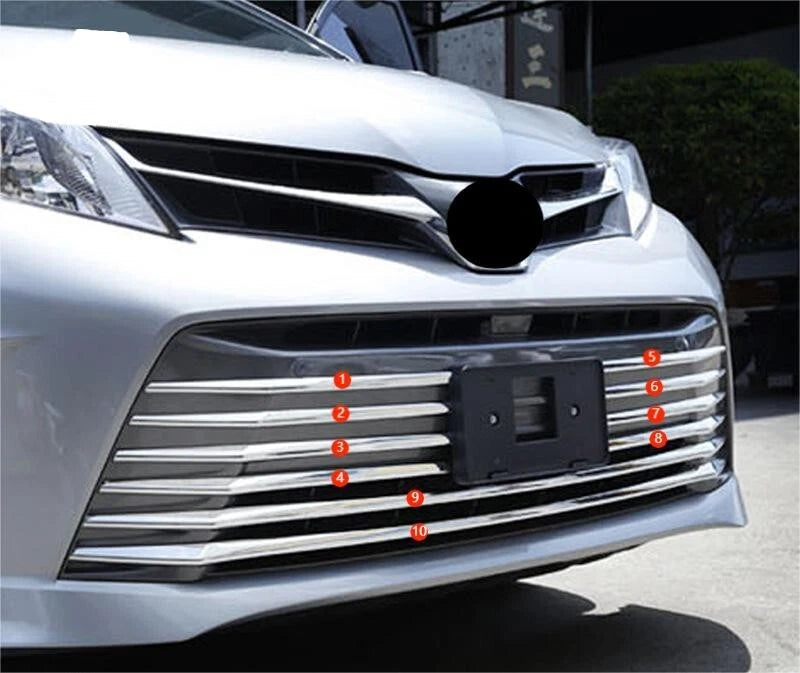Chrome Front Lower Grille Stripe Cover Trim for Toyota Sienna (2018-2020) 10 x pcs