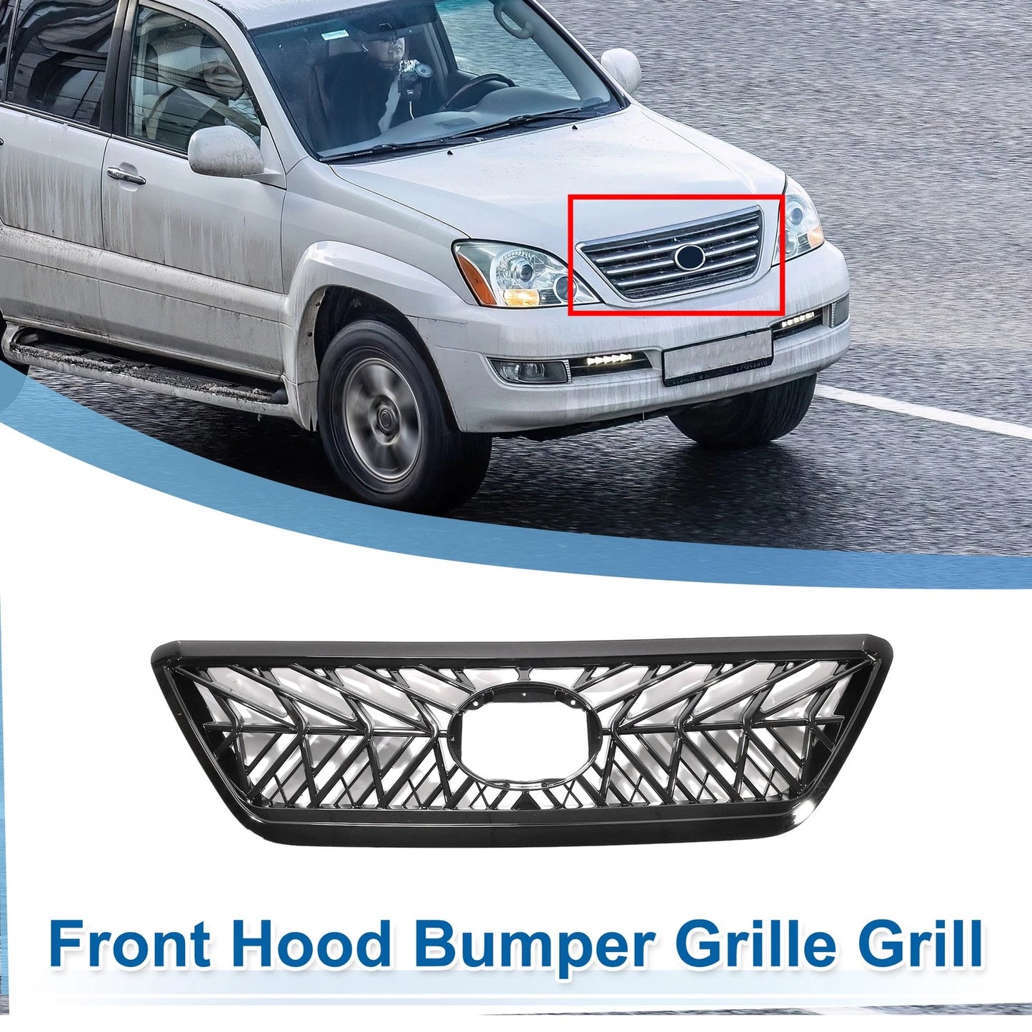 Front Upper Bumper Grille for Lexus GX470 (2003-2009) - TRD Black