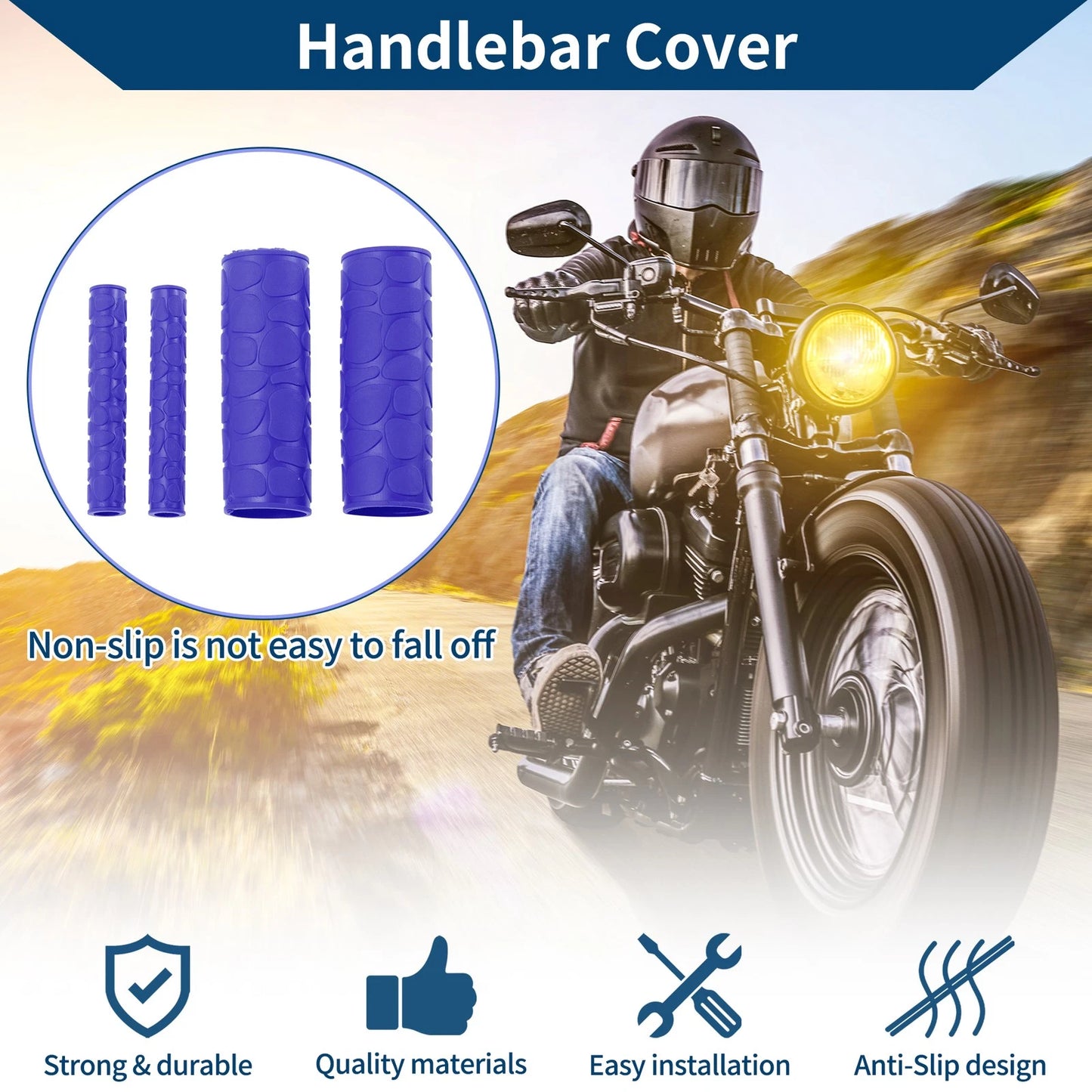 1/8" / 29mm Hand Grips Rubber Blue for Motorcycle