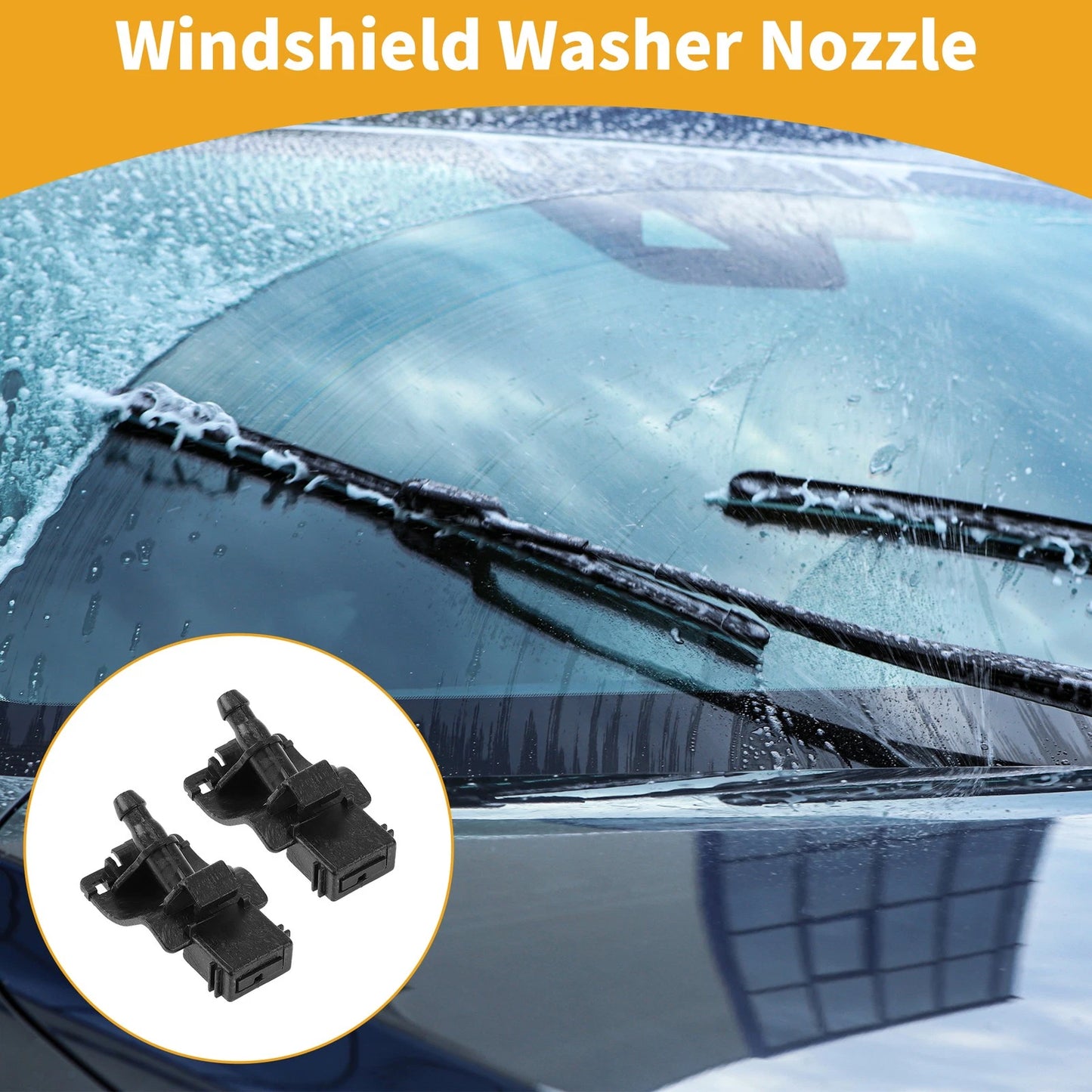 Front Windshield Washer Nozzle 2 x Black for Lexus RX (2008–2016)