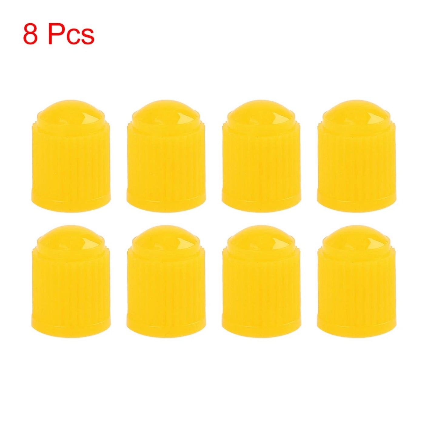 8pcs Yellow Plastic Tire Valve Stem Cap Cover for Motorcycle Bike Car