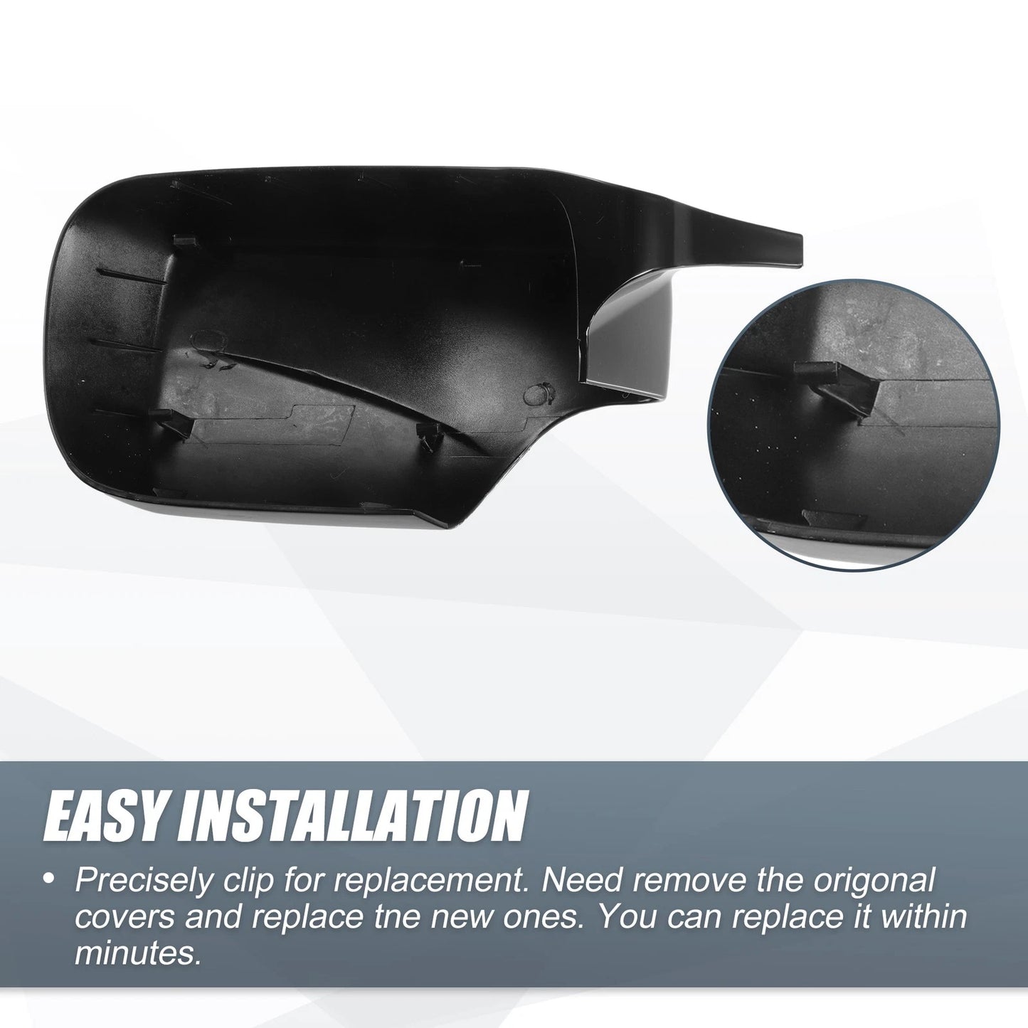 Rearview Mirror Cover Cap Gloss Black for BMW E39 E46 325i 328i (1998-2005)