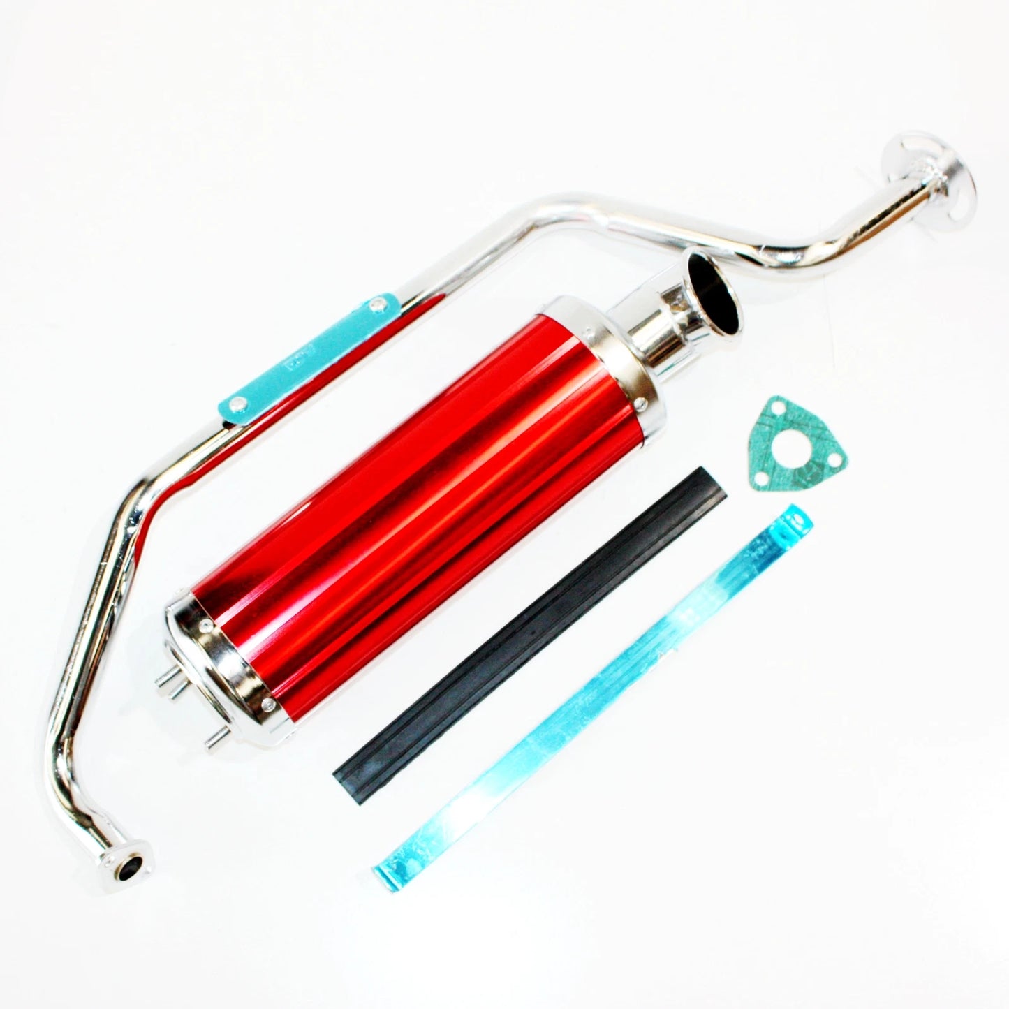 Exhaust Pipe + RED Alloy Muffler for GY6 150cc 200cc Quad Dirt Bike ATV (N/A)