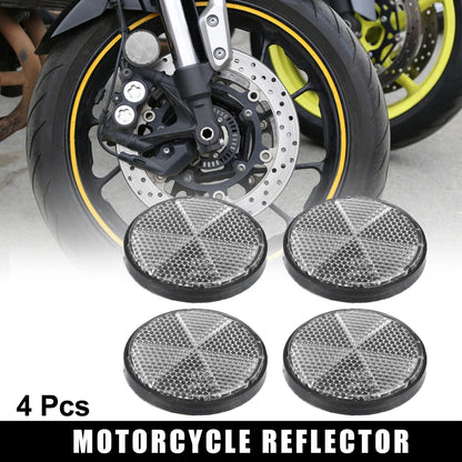 4 x M6x1.0 White Universal Screw Mount Round Warning Reflector for Motorcycle