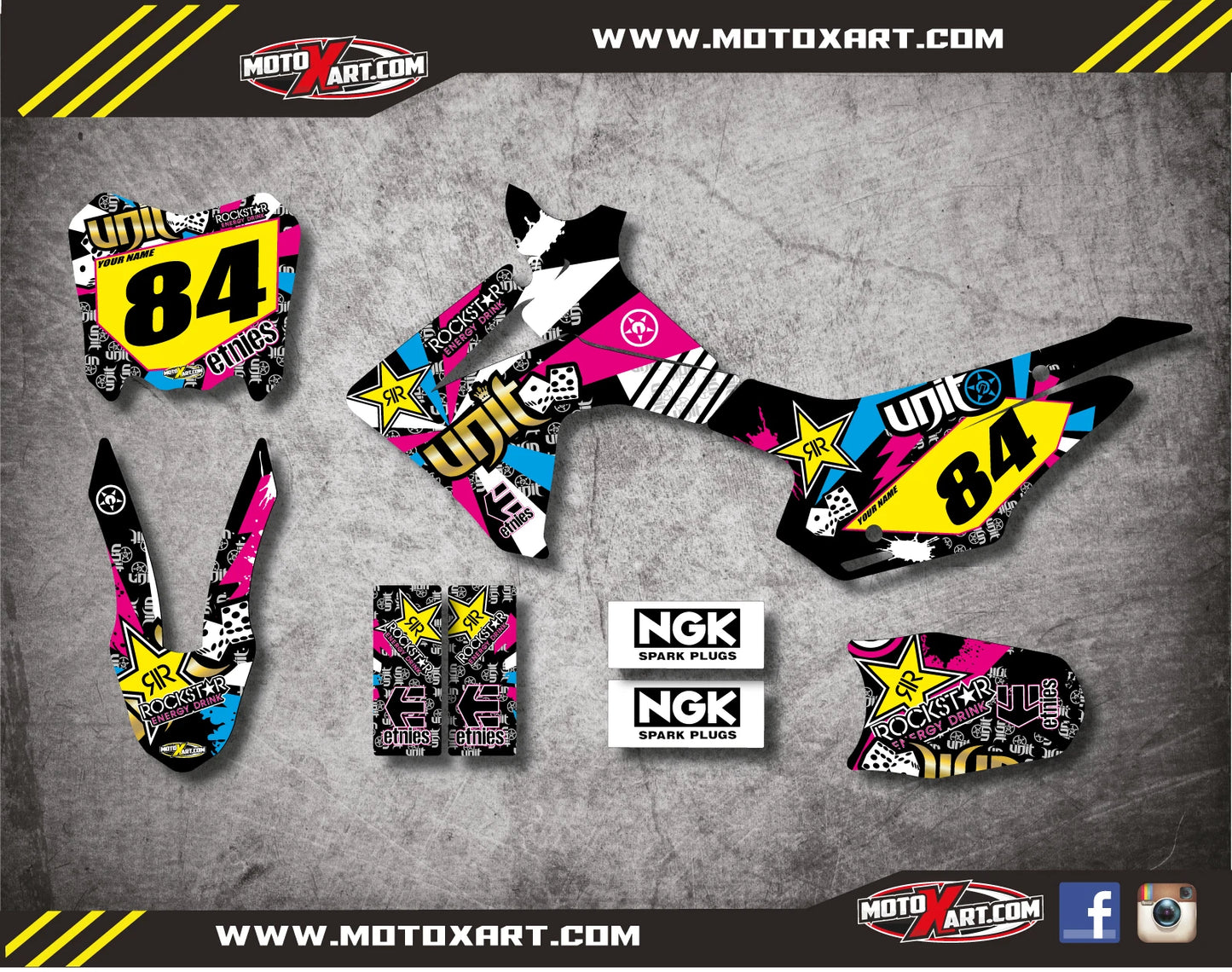 RUSH STYLE Stickers Full Kit for Honda CRF 110 (2013-2018)