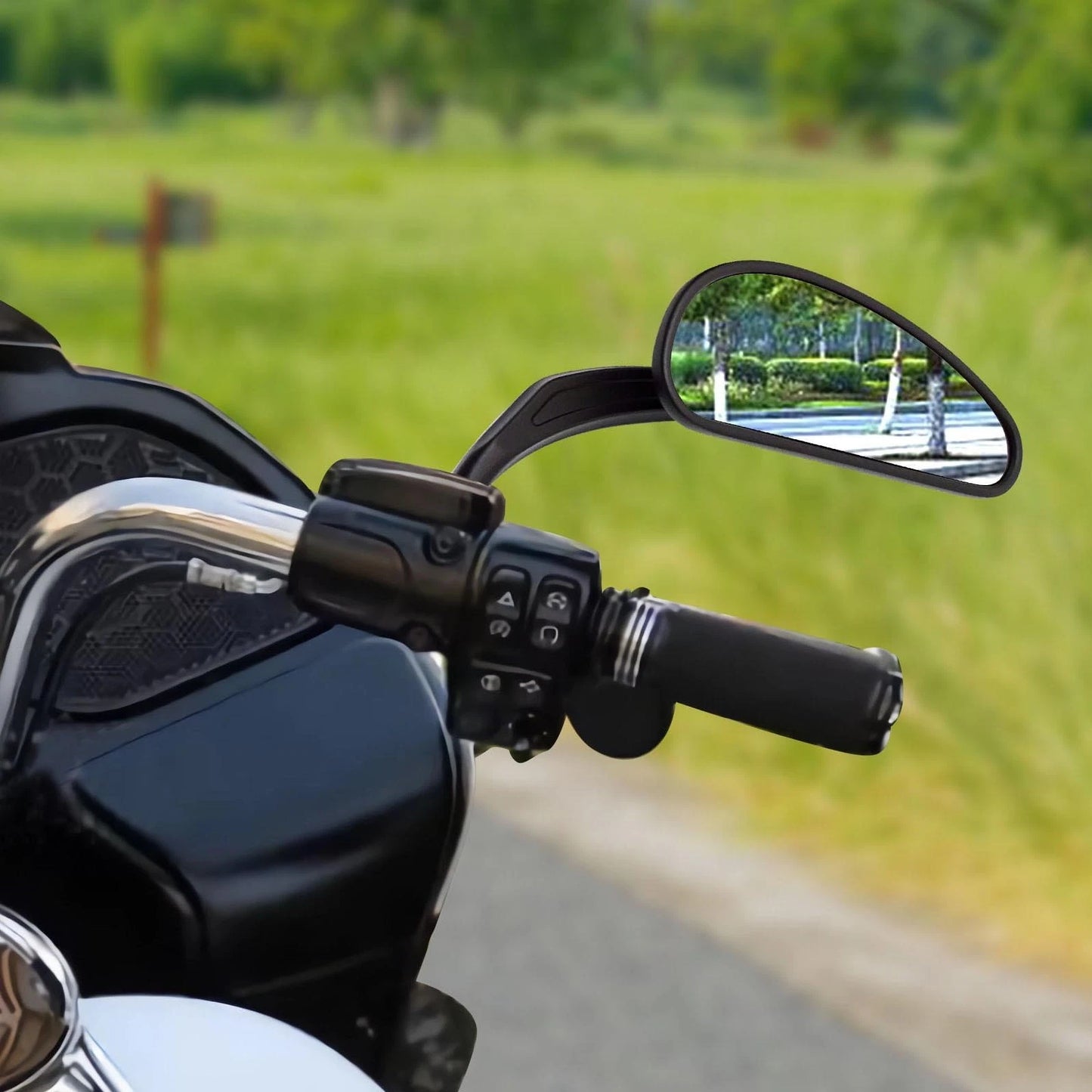 Black Rearview Mirrors for Harley Touring, Glide, Softail, Dyna