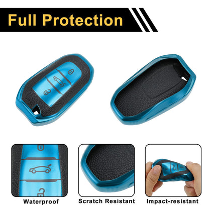 Blue TPU Key Fob Shell Cover for Peugeot 308, 408 (2007-2023)