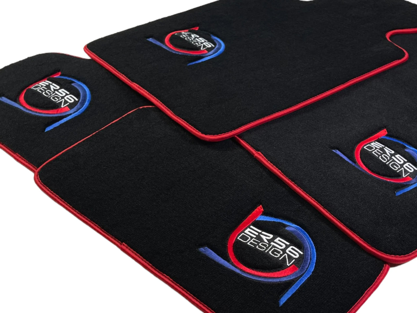 Black Floor Mats for BMW ER56 Design with Red Trim - Premium Quality