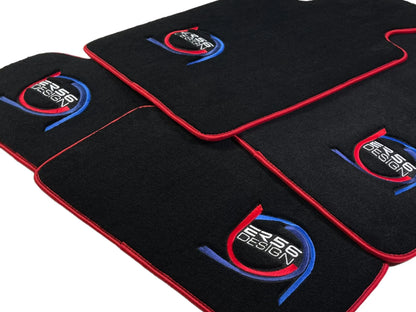 Black Floor Mats for BMW ER56 Design with Red Trim - Premium Quality