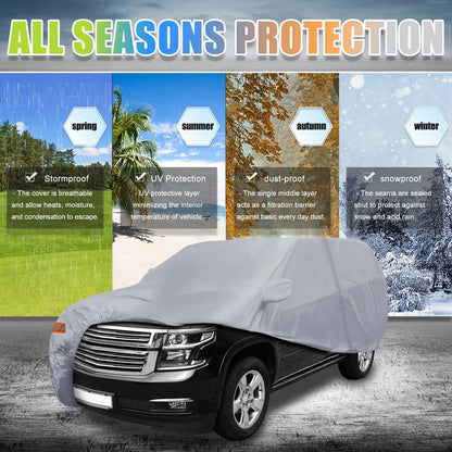 SUV Car Cover 190T Sun Protection for Chevrolet Tahoe 4-Door Gray (2007-2024)