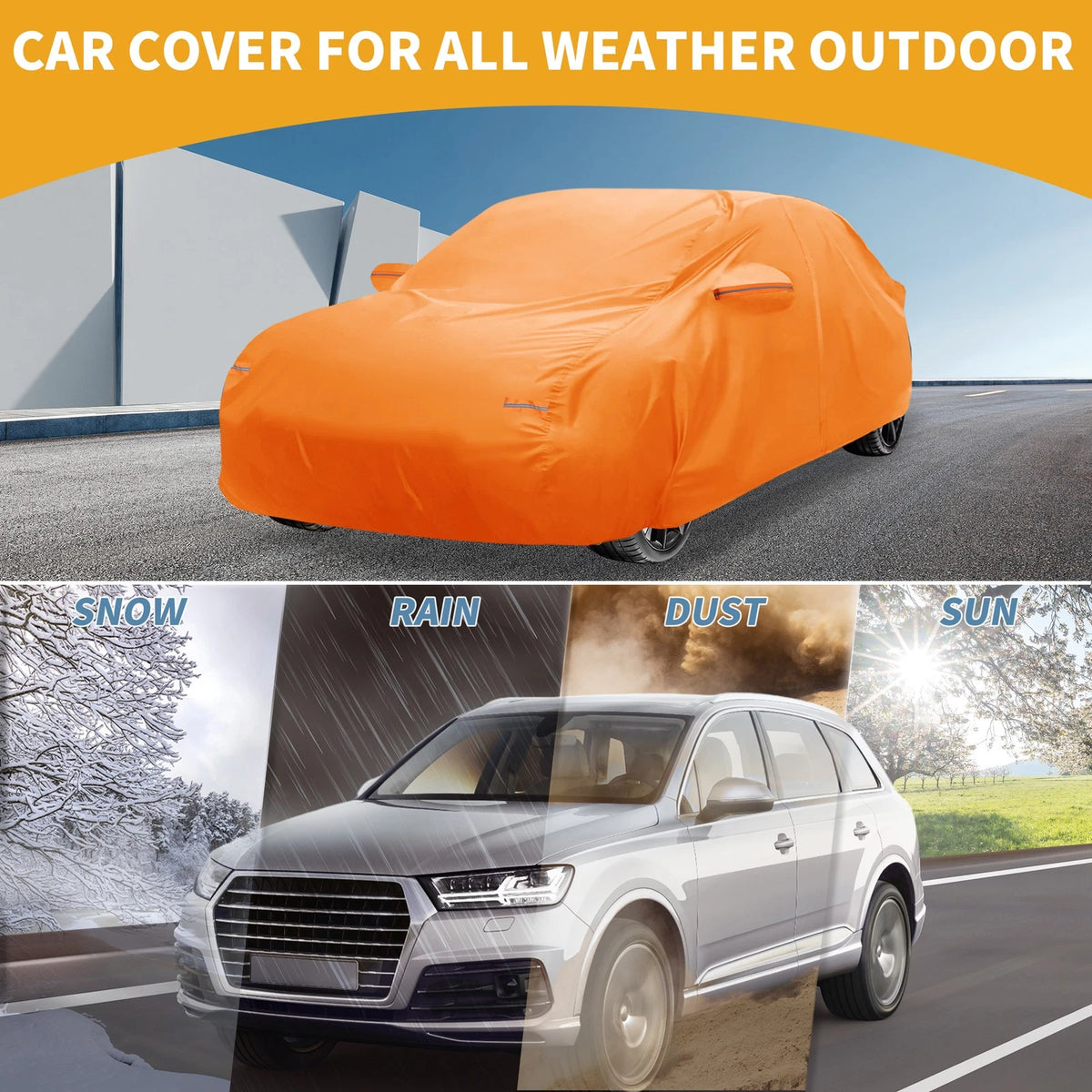 Car Cover Orange Cotton with Zipper for Toyota RAV4