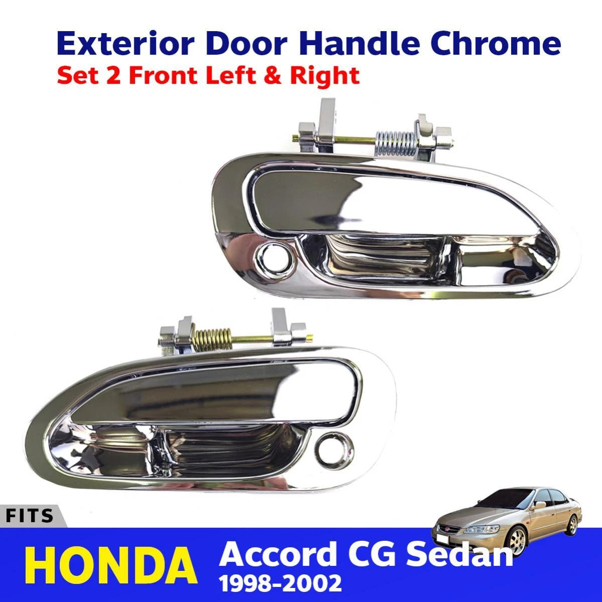 Exterior Outer Door Handle Chrome FL+FR Fits Honda Accord CG 4D SED 1998-02 D06