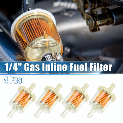4pcs / 1/4 Inch / Gas Inline Fuel Filter for Motorcycle ATV