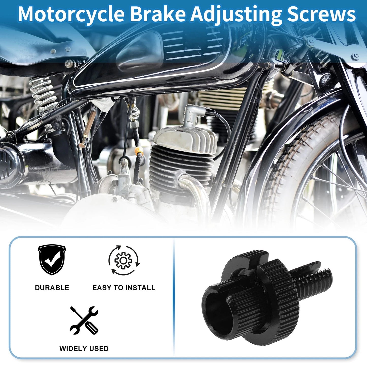 Brake Lever Barrel Adjusters Screws M8 Black 2 x for Motorcycle