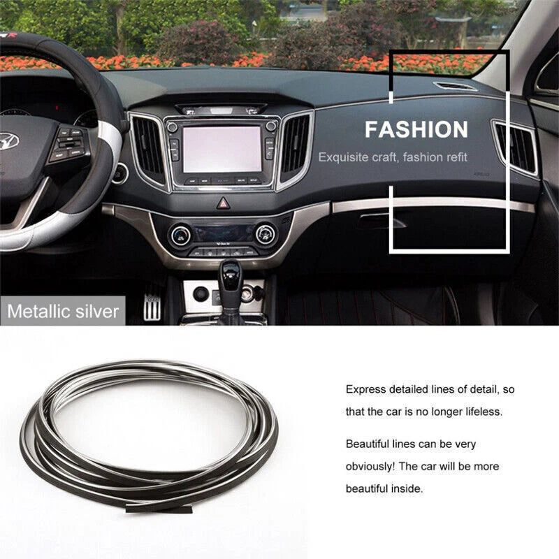 10M Silver Car Interior Edge Gap Line Moulding Trim for Auto