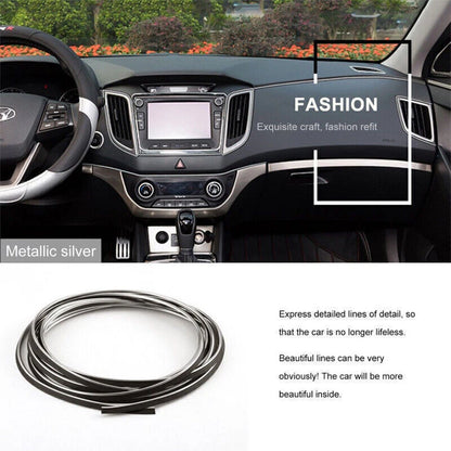 10M Silver Car Interior Edge Gap Line Moulding Trim for Auto