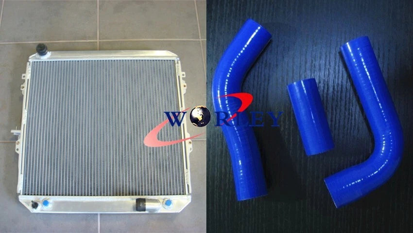 Aluminum Radiator & Red Silicone Hose for Toyota Surf Hilux LN130 (1989-1997)