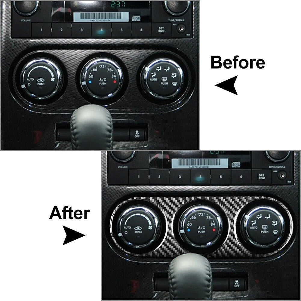 Black Carbon Fiber Air Conditioning Switch Panel Trim for Dodge Challenger (2008-2014)