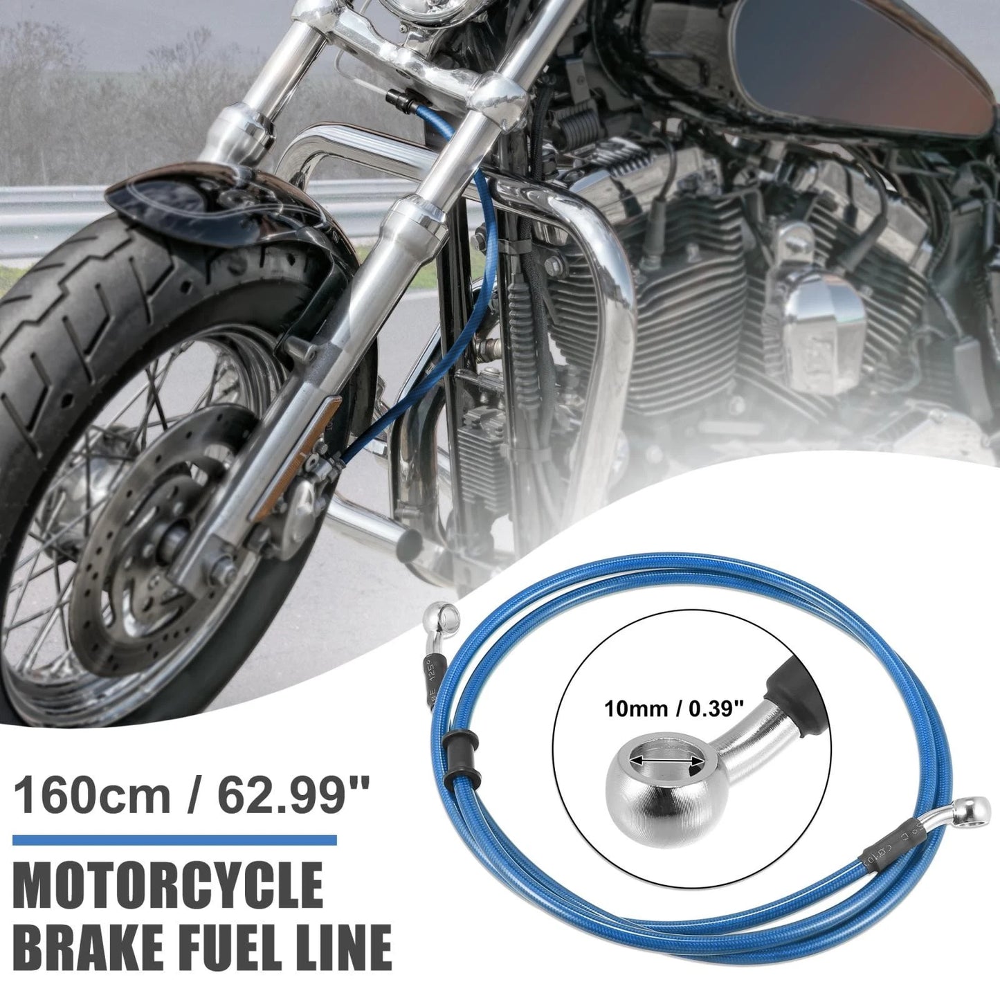 160cm 62.99 10mm Braided Brake Clutch Oil Hoses Line Pipe for Motorcycle ATV