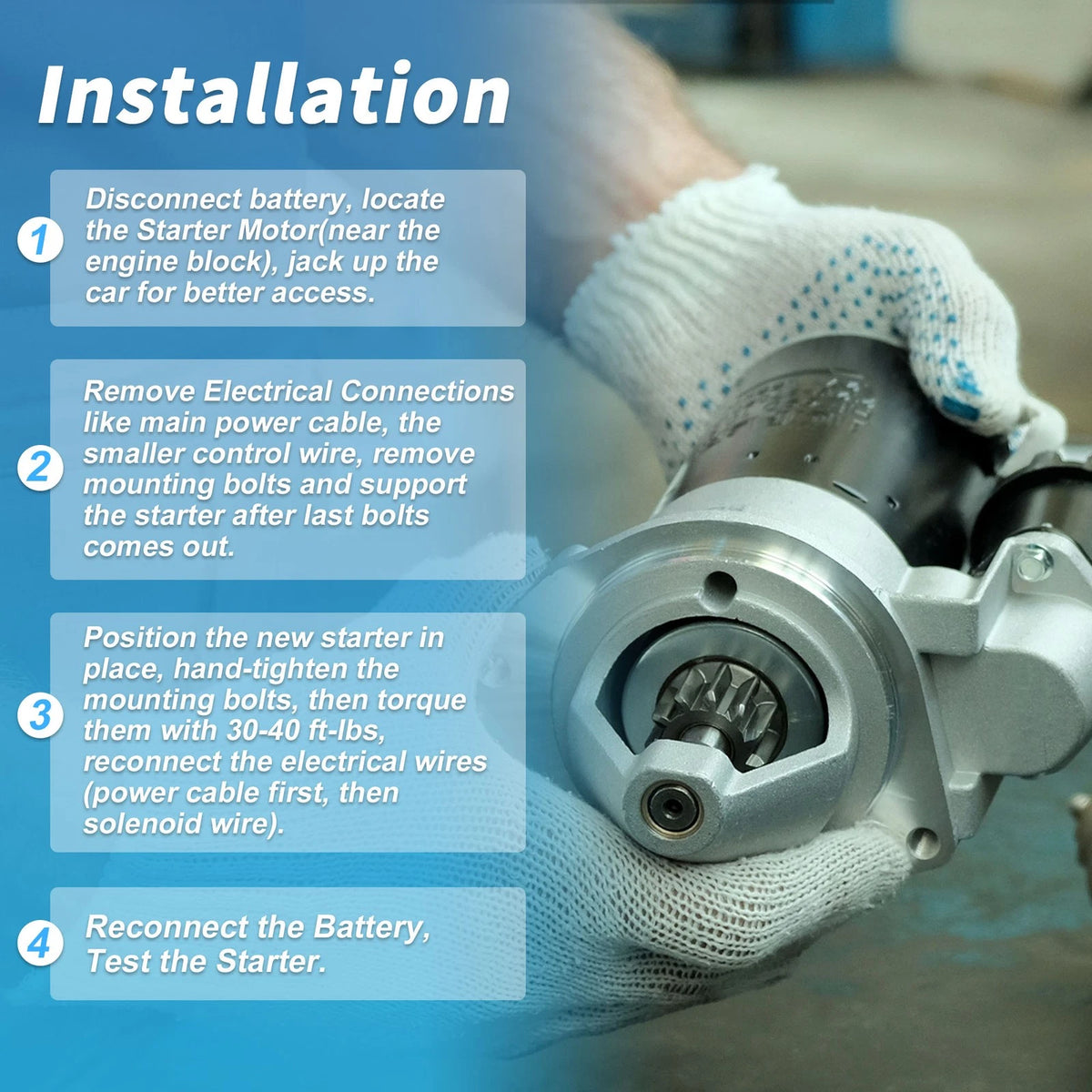 Starter Motor for Hyundai Elantra, Kia Forte (2014-2021)