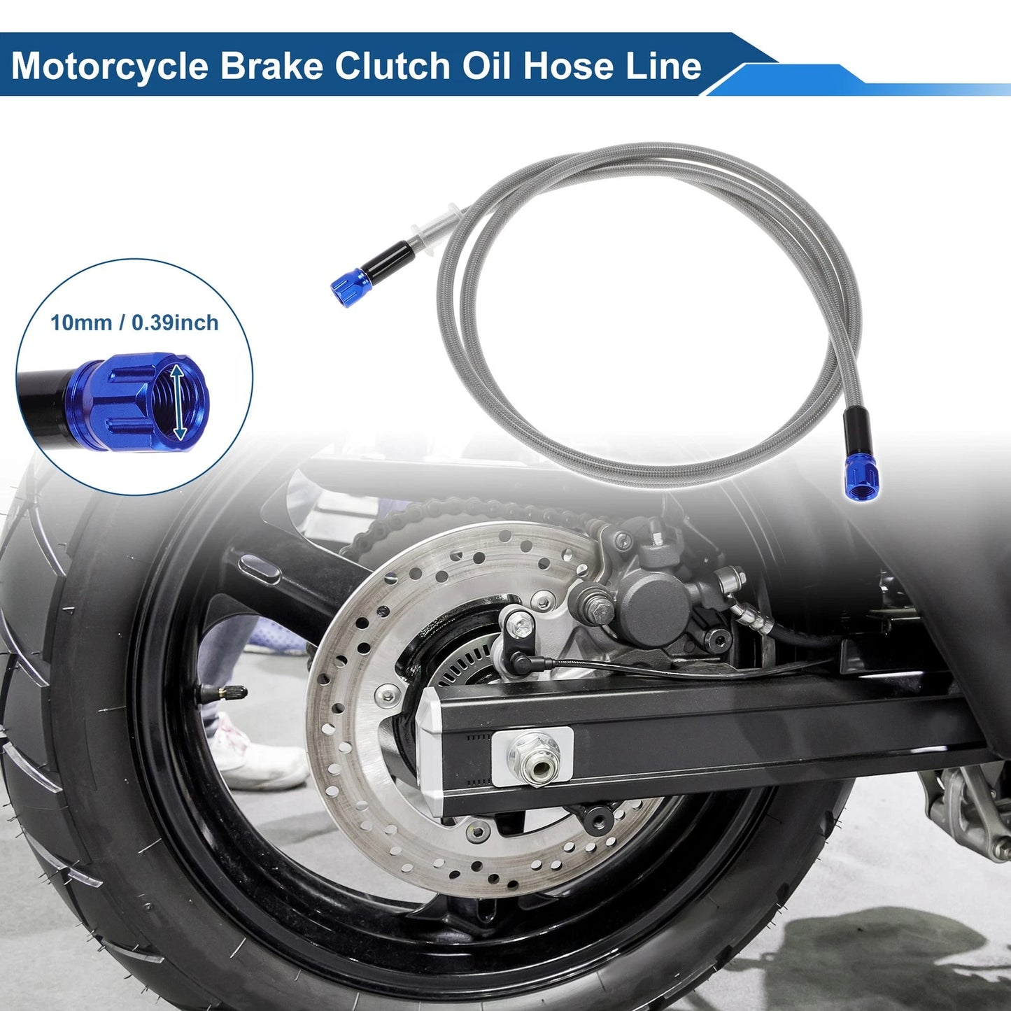 150cm Brake Clutch Oil Hose Line for Motorcycles Silver Tone