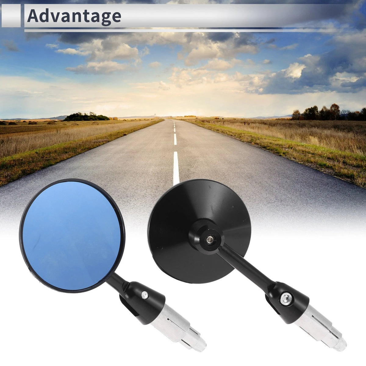 Rear View Mirrors Round Shape Black Aluminum Alloy 1 Set for M6 Motorcycle