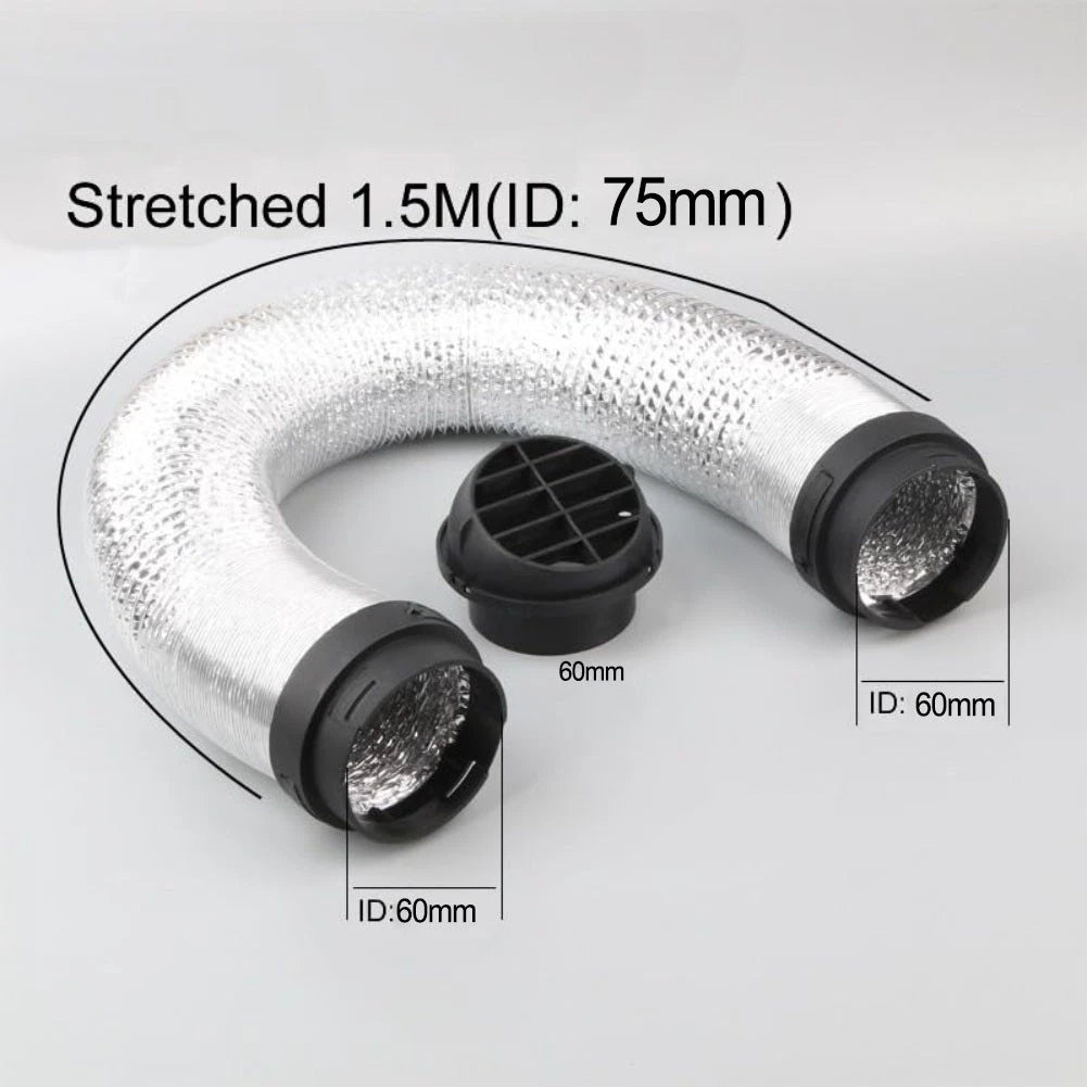 Diesel Heater Duct Hose 75MM with 2 x 60MM Connectors Round Air Outlet