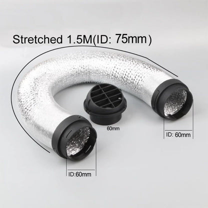Diesel Heater Duct Hose 75MM with 2 x 60MM Connectors Round Air Outlet
