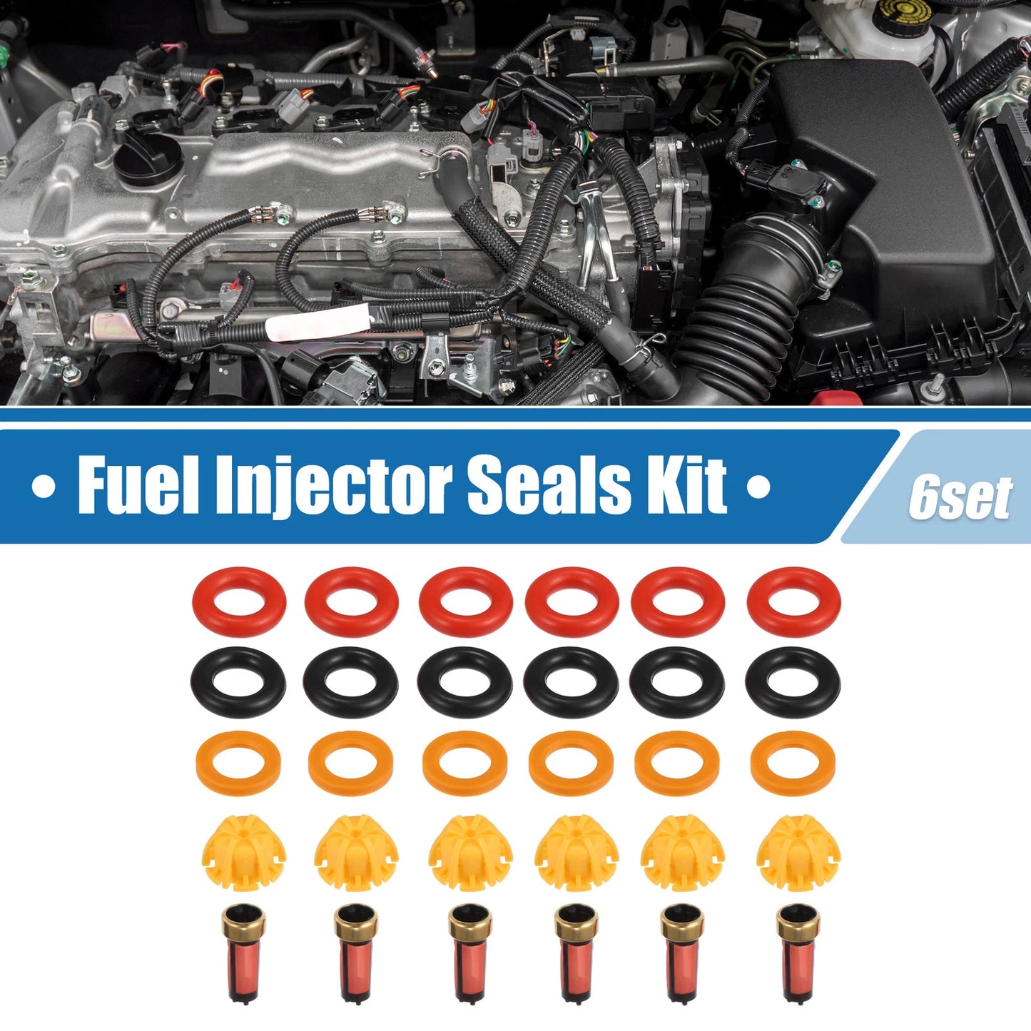 6 x Fuel Injector O-Rings Seals with Micro Filters for BMW 325i (1992-1995)