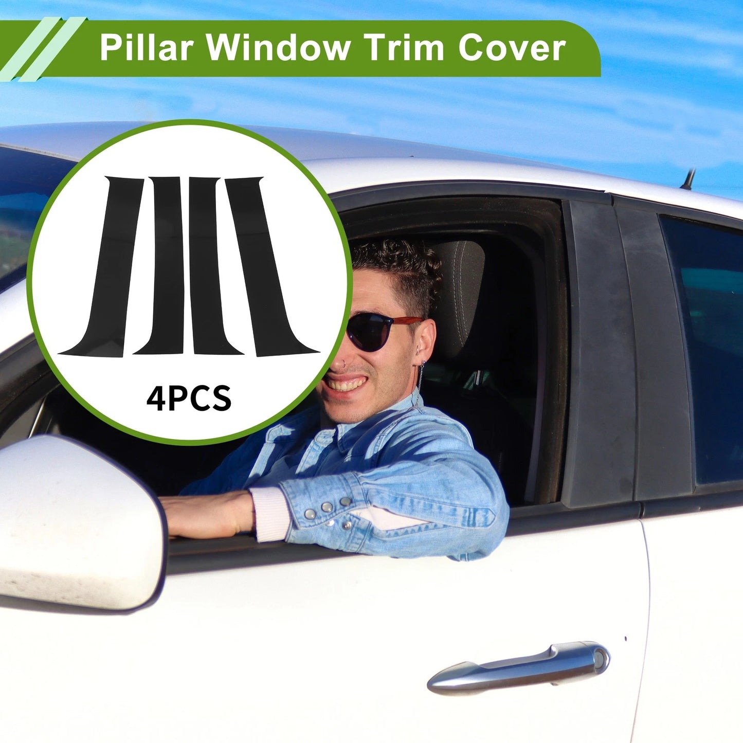 4 Pcs Black Door Pillar Window Trim for Chevy Silverado (2007 - 2013)