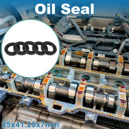 Oil Seal 25x41.25x7mm Rotary Shaft Seal Black Nitrile Rubber 5 Pcs