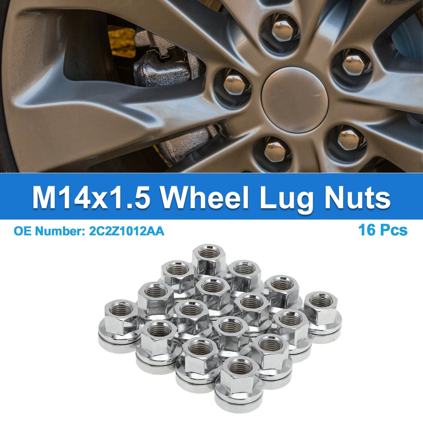 16 x M14x1.5 Wheel Lug Nuts for Ford F-250 Super Duty (2003-2016)