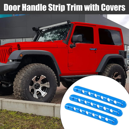 3 x Door Handle Trim with Button Covers for Jeep Wrangler 2 Door (2007-2018)