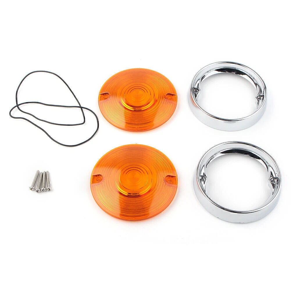 Turn Signal Bezels Yellow Lens Covers for Harley Touring Road King (2009-2023)