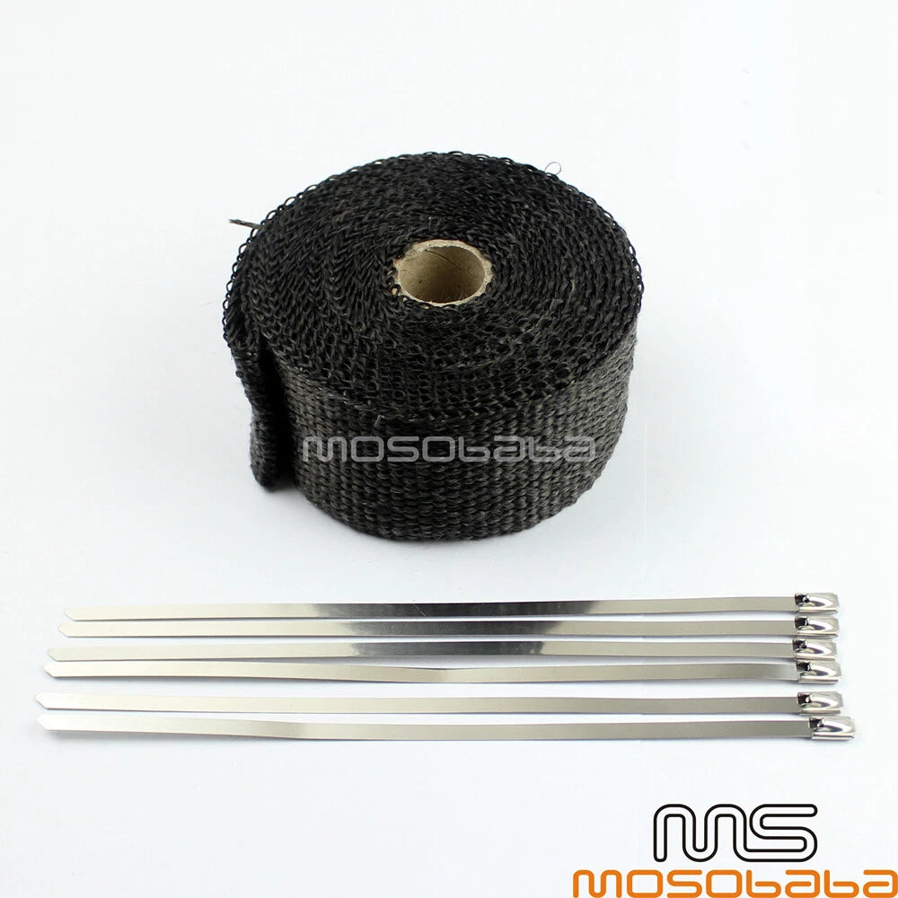 Black Pipe Wrap Exhaust Turbo Heat Manifold Header 2" for Car