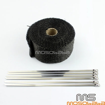 Black Pipe Wrap Exhaust Turbo Heat Manifold Header 2" for Car