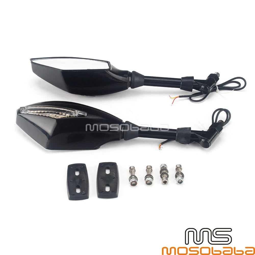 LED Turn Signal Integrated Mirrors for Honda CB500F, NC700X, Yamaha V-Star 1300