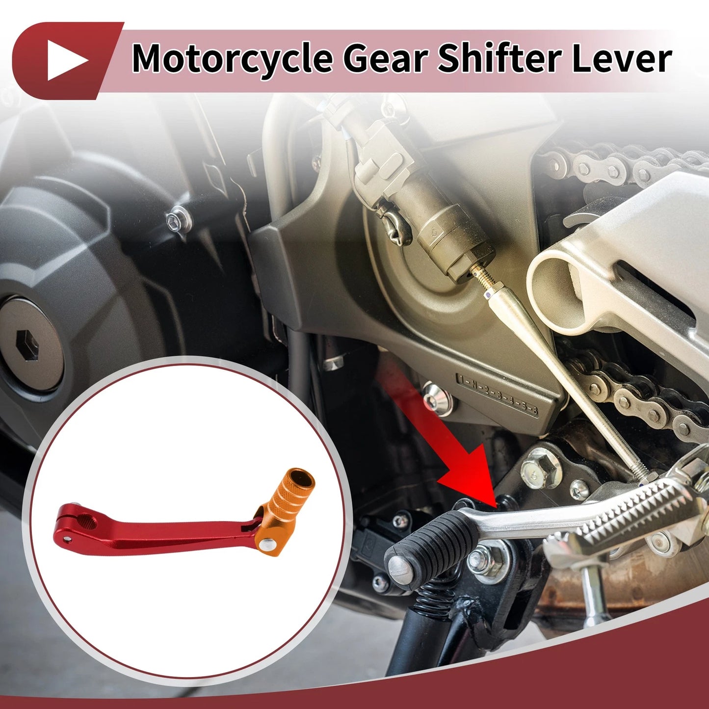 Gear Shift Lever for Honda CRF150F 2003-2017 - Red Orange Silver Tone