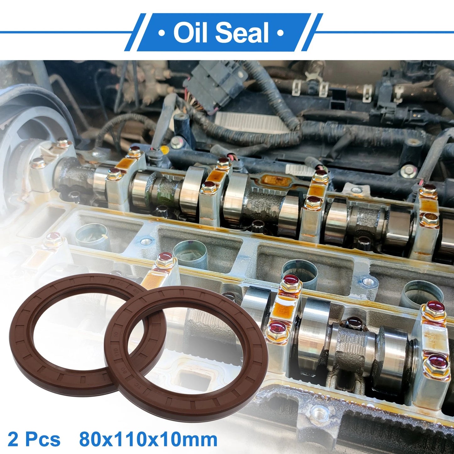 Oil Seal / 2 x 80x110x10mm / Seal Ring Rotary Shaft Seal FKM Rubber Brown
