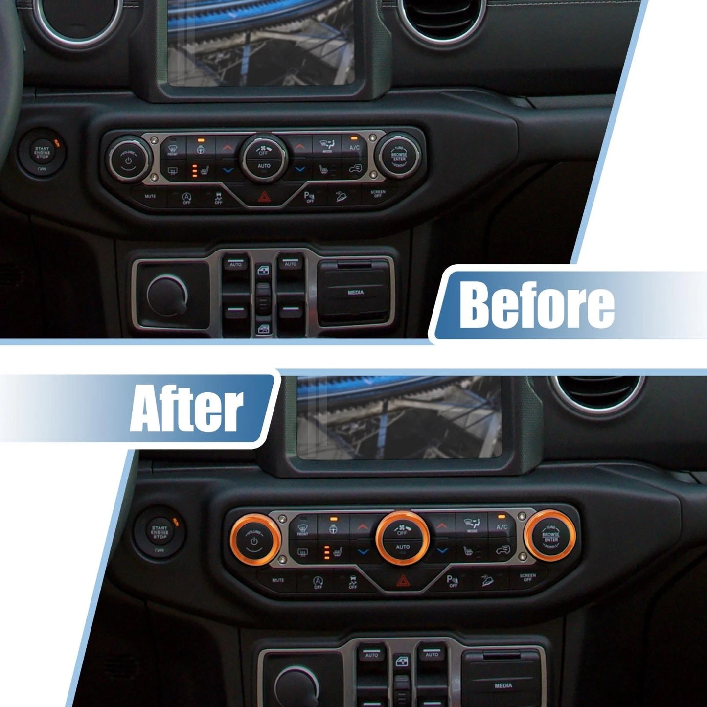 Air Conditioner & Headlight Switch Knob Cover Set for Jeep Wrangler (2007-2018)