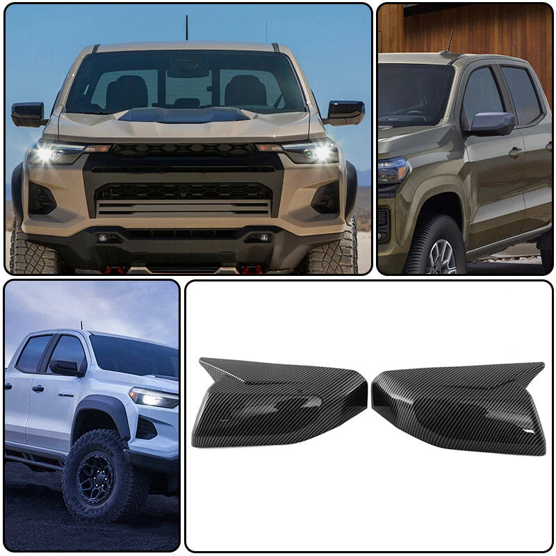Carbon Fiber Style Rear View Side Mirror Cover Caps for Chevy Colorado (2023-2024)