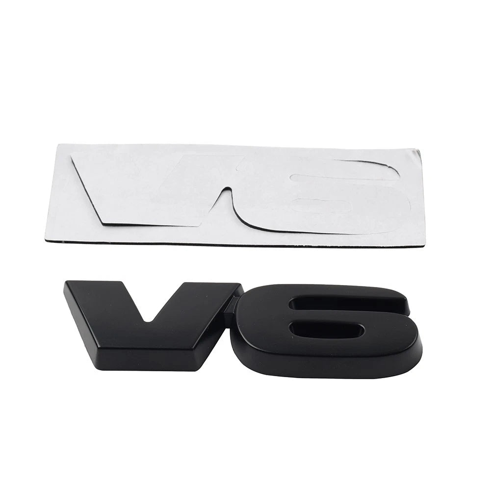 Universal Metal V6 Logo Car Emblem Badge for Fender Trunk Engine Black