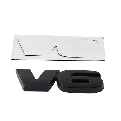 Universal Metal V6 Logo Car Emblem Badge for Fender Trunk Engine Black