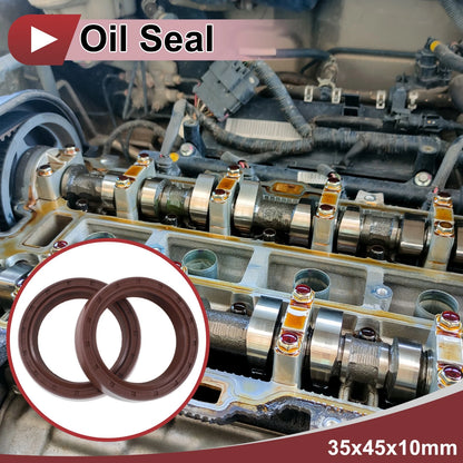 Oil Seal 2 x 35x45x10mm Rotary Shaft Seal FKM Rubber Brown for Make Model