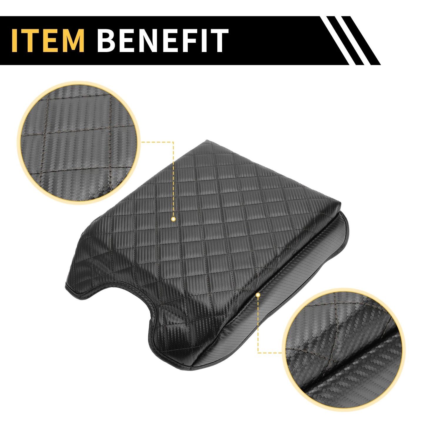 Microfiber Leather Console Lid Armrest Cover for Ford