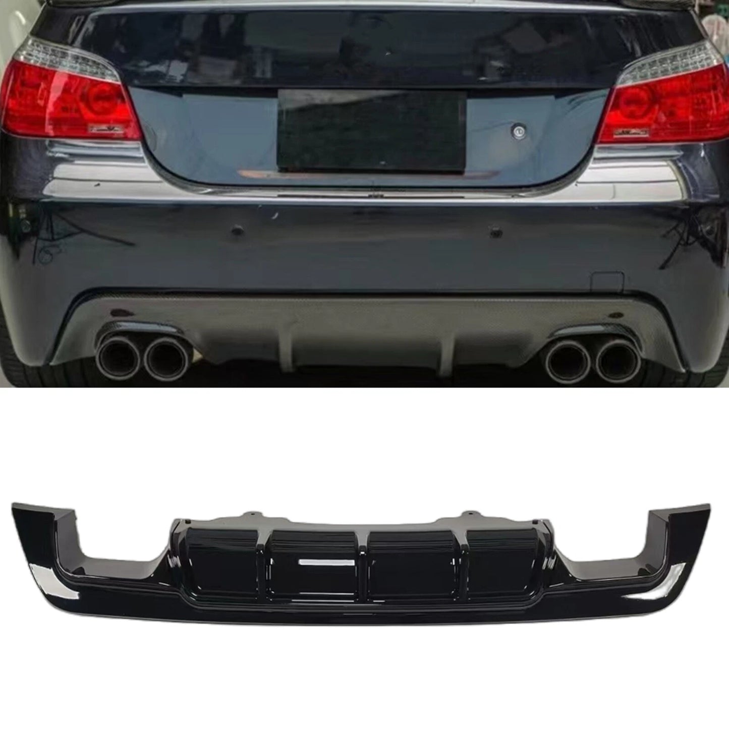 1x Gloss Black Rear Bumper Diffuser for BMW E60 E61 (2005-2010)