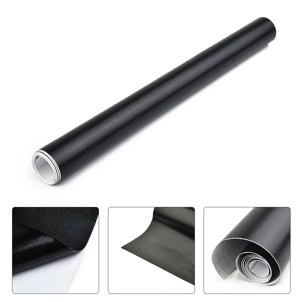 12x40 Leather Skin Textured Vinyl Wrap Sticker Interior Black for Car