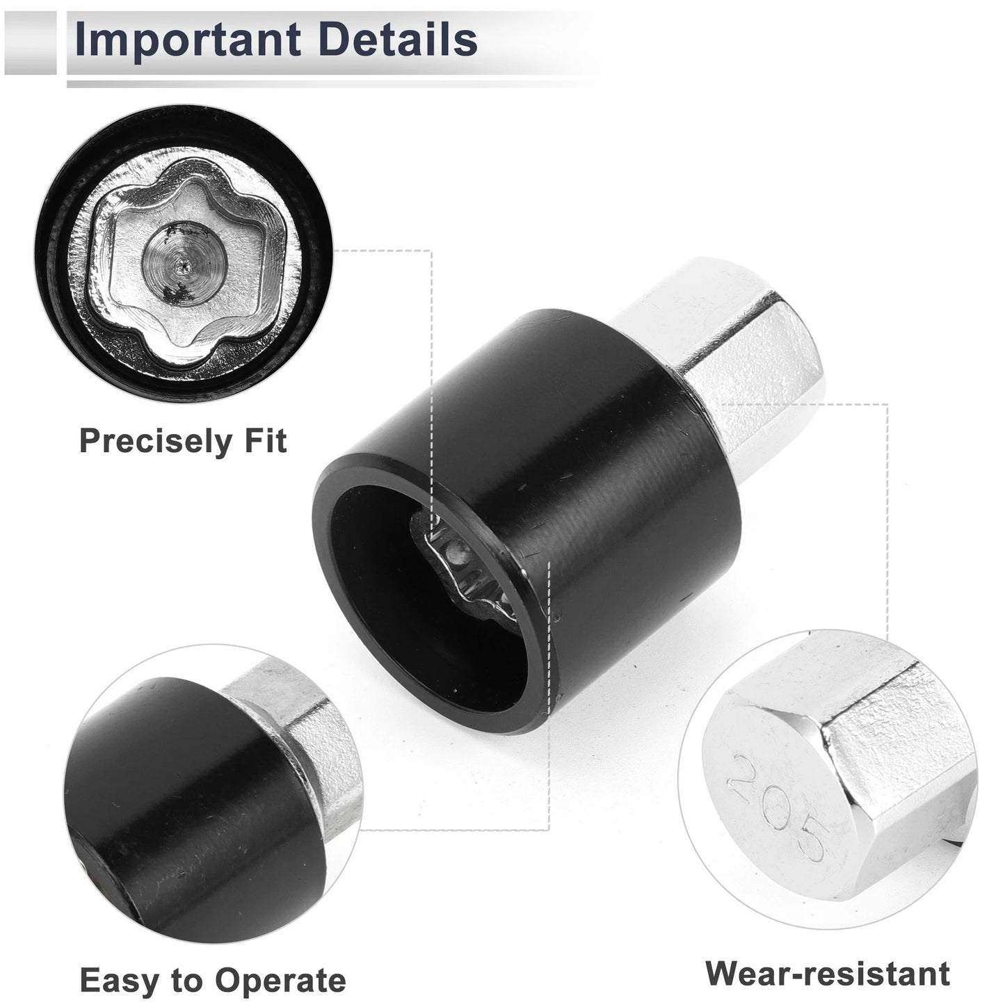 22.5ID Wheel Lock Lugnut Antitheft Nut Removal Key for Land Rover