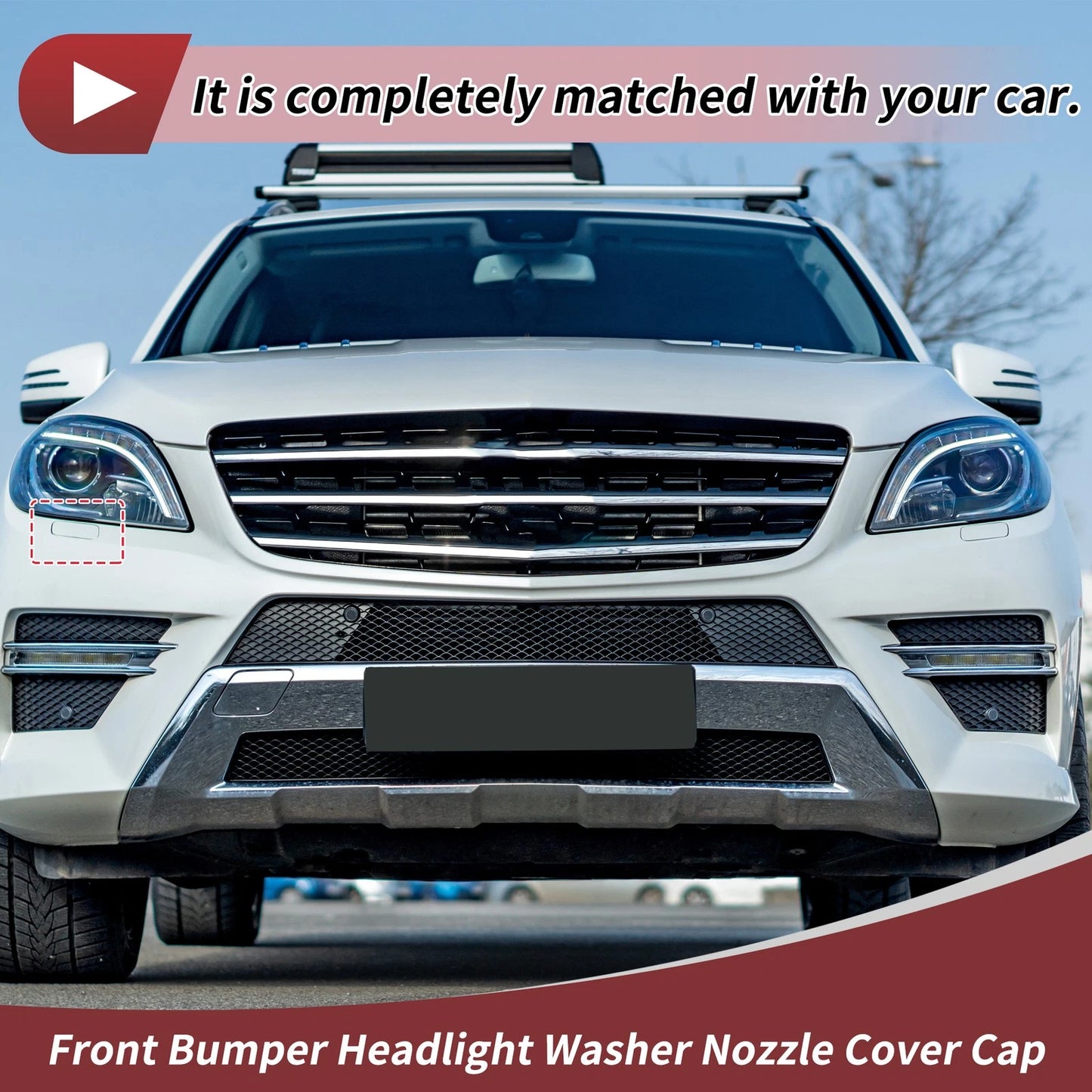 Front Right Washer Nozzle Cover for Mercedes-Benz ML350 (2012-2015) 1 x White